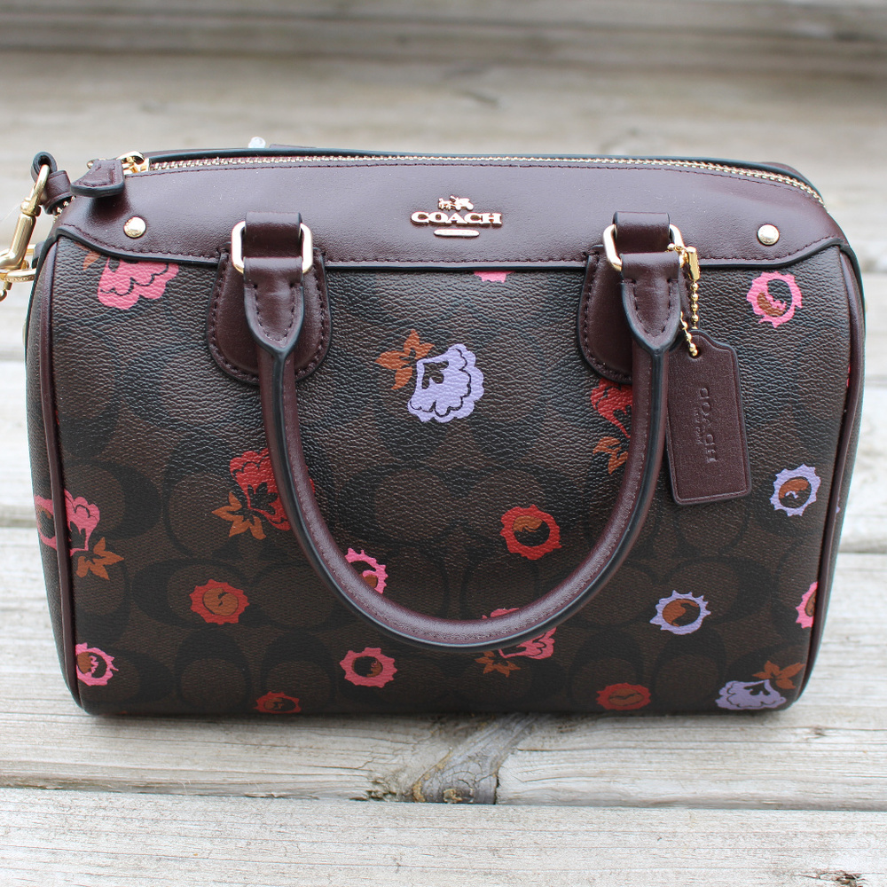Painted Floral COACH Leather Handbag